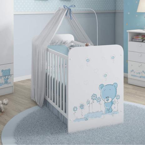 Berço Regulável com Suporte para Mosquiteiro Kids Móveis Serpil Branco/Azul Menor preço em Berço Regulável com Suporte para Mosquiteiro Kids Móveis Serpil Branco/Azul