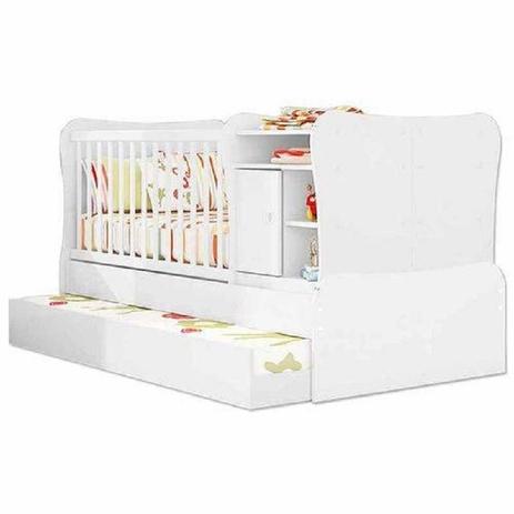 Berço Vira Cama Com 2 Criado E Cama Auxiliar Branco - Qmovi 280 e 127 Menor preço em Berço Vira Cama Com 2 Criado E Cama Auxiliar Branco - Qmovi 280 e 127