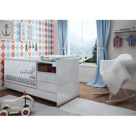 Berço vira cama Completa Branco Menor preço em Berço vira cama Completa Branco