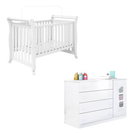 Berço Xodó e Cômoda Infantil Lívia Branca Brilho - Phoenix - Phoenix baby Menor preço em Berço Xodó e Cômoda Infantil Lívia Branca Brilho - Phoenix - Phoenix baby