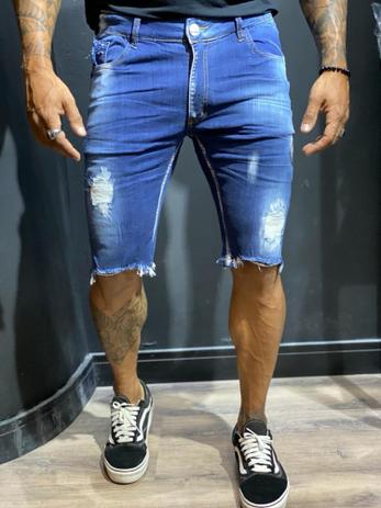 bermuda jeans masculina escura