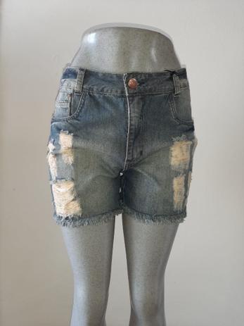 bermuda jeans rasgado feminina