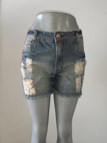 bermuda jeans rasgada feminina