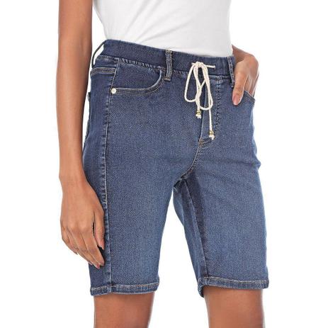 bermuda jeans feminina com elastico na cintura
