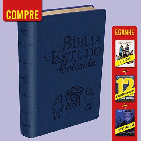 Menor preço em Bíblia de Estudo Colorida NVI Azul + 3 DVDS - Bv books