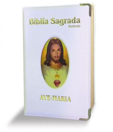 BÍblia Ilustrada Luxo - Grande - Branca - Ave-Maria Menor preço em BÍblia Ilustrada Luxo - Grande - Branca - Ave-Maria