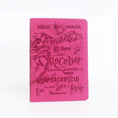 Bíblia Lettering Luxo Rosa - NAA - Capa Flexível - Jesus copy Menor preço em Bíblia Lettering Luxo Rosa - NAA - Capa Flexível - Jesus copy