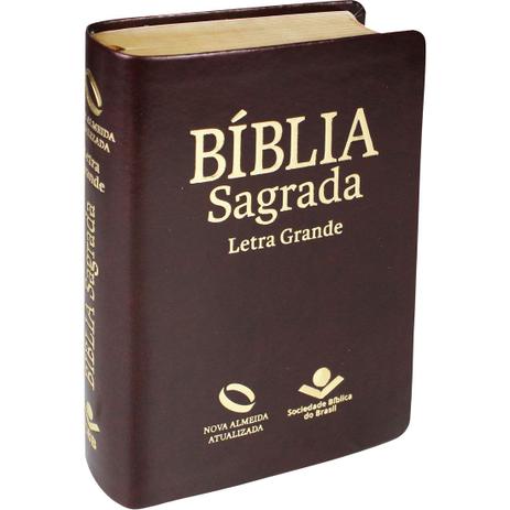 Bíblia Sagrada  Letra Grande Índice - Linguagem Fácil - Couro Marrom