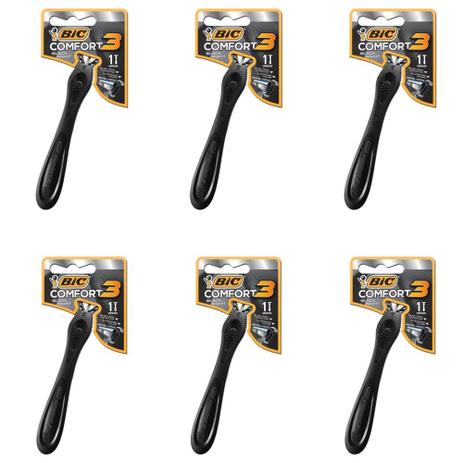Bic Confort 3 Aparelho Black Night (Kit C/06) Menor preço em Bic Confort 3 Aparelho Black Night (Kit C/06)