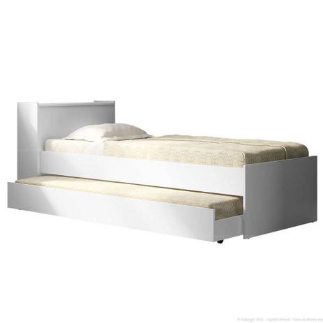 Bicama C/Báu em MDP P/Colchão 190X80cm Branco Brilho Multimóveis Menor preço em Bicama C/Báu em MDP P/Colchão 190X80cm Branco Brilho Multimóveis