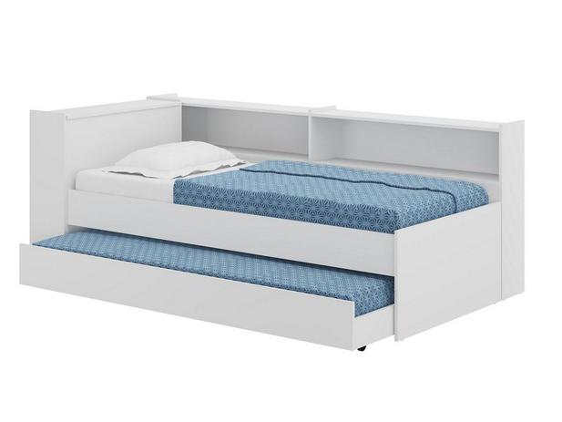 Bicama com Baú e Prateleira Lateral Branco Brilho - Multimóveis - Multimoveis Menor preço em Bicama com Baú e Prateleira Lateral Branco Brilho - Multimóveis - Multimoveis