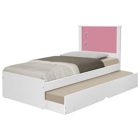 Bicama Com Cama Auxiliar Bibox Solteiro Diversas Cores - Branco e Rosa - Tebarrot Menor preço em Bicama Com Cama Auxiliar Bibox Solteiro Diversas Cores - Branco e Rosa - Tebarrot