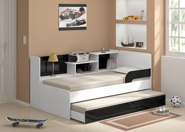 Bicama Com Prateleira Lateral Branco Brilho/Preto Brilho - Mu740097 - Multimóveis Menor preço em Bicama Com Prateleira Lateral Branco Brilho/Preto Brilho - Mu740097 - Multimóveis