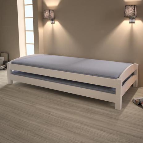 Bicama Solteiro Empilhável ou Casal Madeira Maciça - Laqueado Branco - Casatema Menor preço em Bicama Solteiro Empilhável ou Casal Madeira Maciça - Laqueado Branco - Casatema