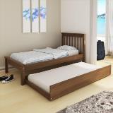Bicama Solteiro Kingston com Cabeceira Ripada em Madeira - Castanho - Casatema Menor preço em Bicama Solteiro Kingston com Cabeceira Ripada em Madeira - Castanho - Casatema