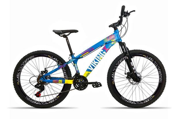 Bicicleta 26 Vikingx 21v Cambio Shimano Aro Vmax Azul Menor preço em Bicicleta 26 Vikingx 21v Cambio Shimano Aro Vmax Azul