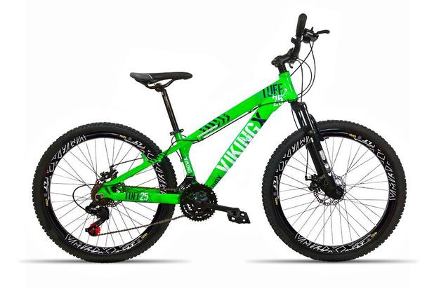 Bicicleta 26 Vikingx 21v Cambio Shimano Aro Vmax Verde Menor preço em Bicicleta 26 Vikingx 21v Cambio Shimano Aro Vmax Verde