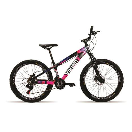Bicicleta 26 Vikingx 21v Shimano Freio Hidrául. Vmax Pt Rosa Menor preço em Bicicleta 26 Vikingx 21v Shimano Freio Hidrául. Vmax Pt Rosa