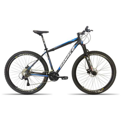 Bicicleta 29 Monaco 24V Freio Hid. Susp. com Trava Preto com Azul 19 Menor preço em Bicicleta 29 Monaco 24V Freio Hid. Susp. com Trava Preto com Azul 19