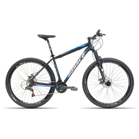 Bicicleta 29 Monaco 24v Kit Shimano F. Hidraulico Preto com Azul 19 Menor preço em Bicicleta 29 Monaco 24v Kit Shimano F. Hidraulico Preto com Azul 19