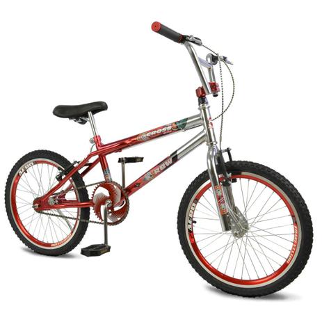 Bicicleta Aro 20 RBW Bikes BMX Cross Style Cromada/Vermelho Menor preço em Bicicleta Aro 20 RBW Bikes BMX Cross Style Cromada/Vermelho