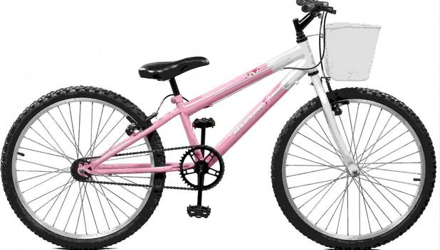 Bicicleta Aro 24 Feminina Serena Rosa com Branco Master Bike sem Marchas Menor preço em Bicicleta Aro 24 Feminina Serena Rosa com Branco Master Bike sem Marchas