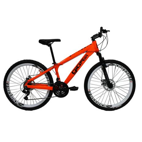 Bicicleta Aro 26 21 V Laranja Neon - Gios FRX Freeride Menor preço em Bicicleta Aro 26 21 V Laranja Neon - Gios FRX Freeride