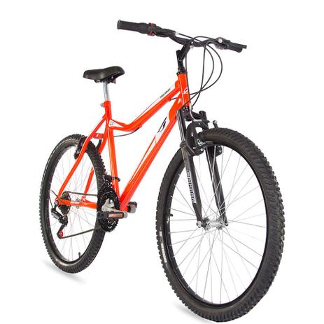 Bicicleta aro 26 mountain bike jaws mormaii + suspensão laranja Menor preço em Bicicleta aro 26 mountain bike jaws mormaii + suspensão laranja