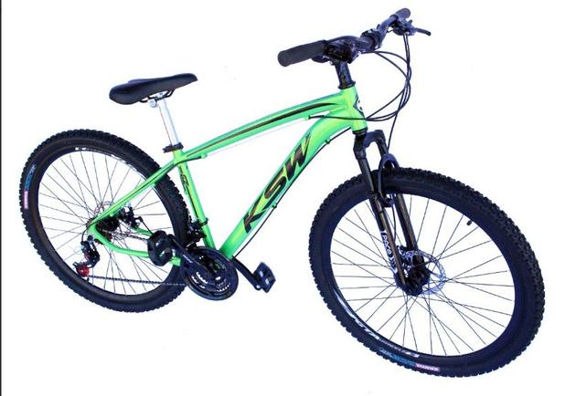 Bicicleta aro 29 ”17”al freio a disco mecanico 21v ksw verde Menor preço em Bicicleta aro 29 ”17”al freio a disco mecanico 21v ksw verde