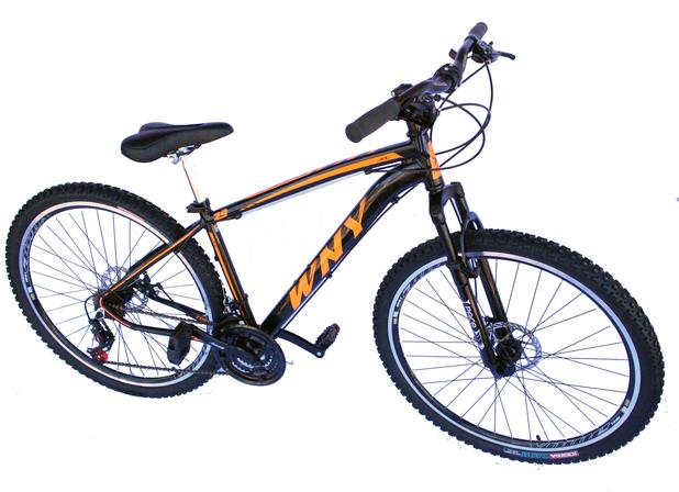 Bicicleta aro 29 ”17”al freio a disco mecanico 21v wny det laranja Menor preço em Bicicleta aro 29 ”17”al freio a disco mecanico 21v wny det laranja