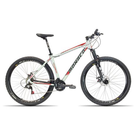 Bicicleta Aro 29 Monaco 21V Index Freio a Disco Branco com Vermelho 19 Menor preço em Bicicleta Aro 29 Monaco 21V Index Freio a Disco Branco com Vermelho 19