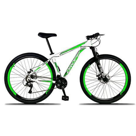 Bicicleta Aro 29 Quadro 21 a Freio Disco Mecânico 21 Marchas Alumínio Branco Verde - Dropp Menor preço em Bicicleta Aro 29 Quadro 21 a Freio Disco Mecânico 21 Marchas Alumínio Branco Verde - Dropp
