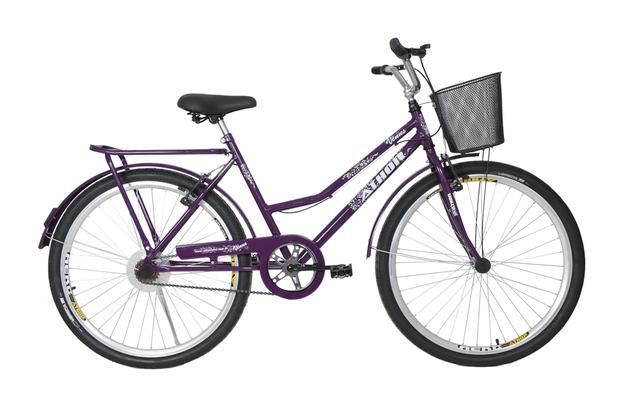 Bicicleta athor aro 26 venus freio v-brake c/ cestão violeta Menor preço em Bicicleta athor aro 26 venus freio v-brake c/ cestão violeta
