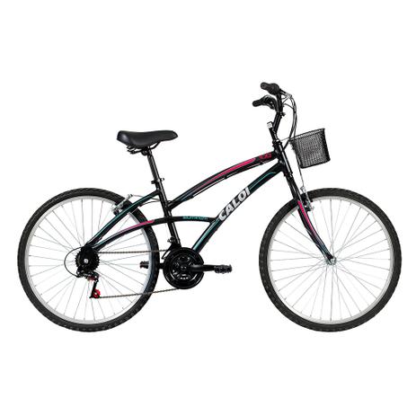 Bicicleta Caloi 100 Aro 26 - Feminino - Quadro Alumínio - 21 Velocidades - Preto Menor preço em Bicicleta Caloi 100 Aro 26 - Feminino - Quadro Alumínio - 21 Velocidades - Preto