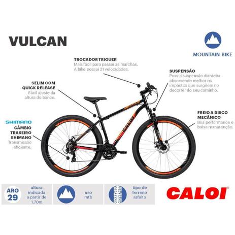 Bicicleta Caloi Vulcan Masculino 21V Aro 29 Preto é boa?