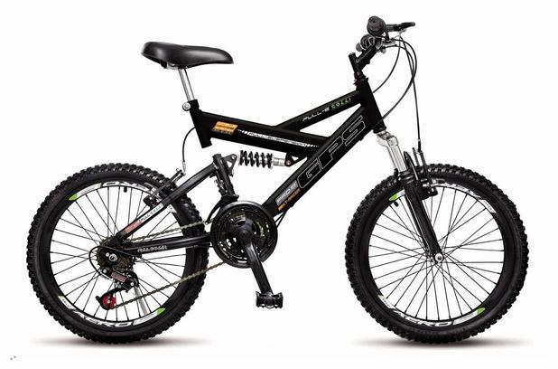 Bicicleta Colli Dupla Susp. Preto Aro 20 36 Raias Freios V-Brake Menor preço em Bicicleta Colli Dupla Susp. Preto Aro 20 36 Raias Freios V-Brake