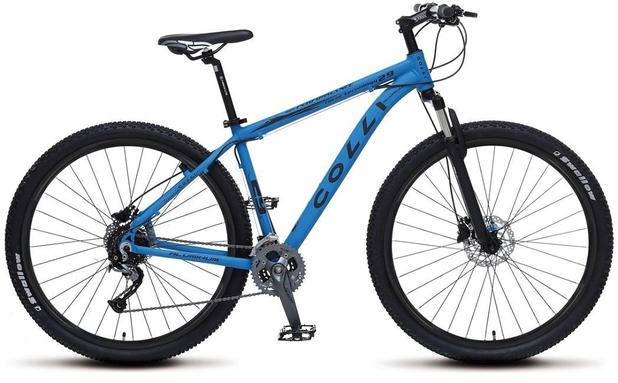 Bicicleta Colli MTB High Performance Azul Aro 29 Alum. Kit Alívio Shimano 27M Susp. Dianteira Freios a Disco Menor preço em Bicicleta Colli MTB High Performance Azul Aro 29 Alum. Kit Alívio Shimano 27M Susp. Dianteira Freios a Disco