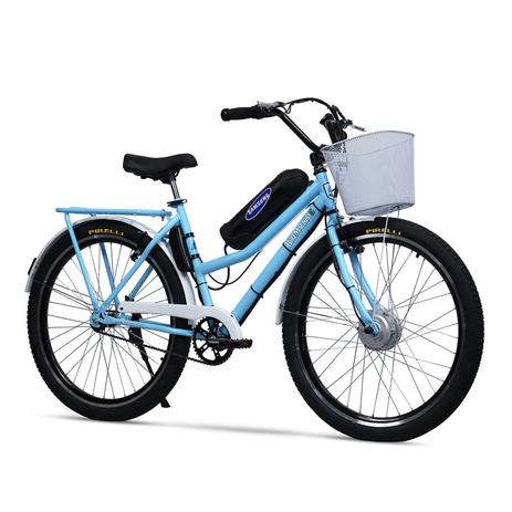 Bicicleta Elétrica Retrô Lithium 350W 36V Azul Vintage - Machine Motors Menor preço em Bicicleta Elétrica Retrô Lithium 350W 36V Azul Vintage - Machine Motors