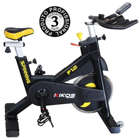 Bicicleta Ergométrica Spinning Pro F12 Kikos Fitness KW Preto/Amarelo Menor preço em Bicicleta Ergométrica Spinning Pro F12 Kikos Fitness KW Preto/Amarelo