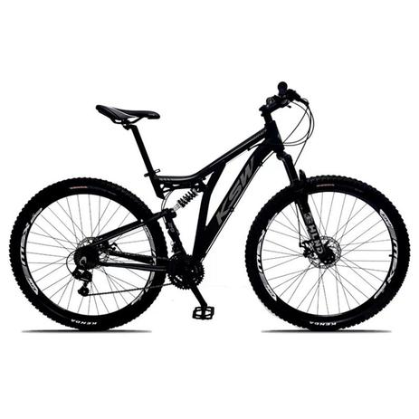 Bicicleta Full Impact Aro 29 Quadro 19 Alumínio 21v Suspensão Freio a Disco Preto/Cinza - KSW Menor preço em Bicicleta Full Impact Aro 29 Quadro 19 Alumínio 21v Suspensão Freio a Disco Preto/Cinza - KSW