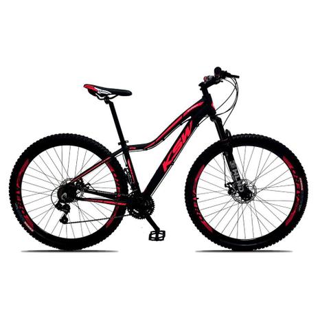 Bicicleta Full Impact Aro 29 Quadro 19 Suspensão 21 Marchas Freio a Disco Alumínio Preto Rosa - KSW Menor preço em Bicicleta Full Impact Aro 29 Quadro 19 Suspensão 21 Marchas Freio a Disco Alumínio Preto Rosa - KSW