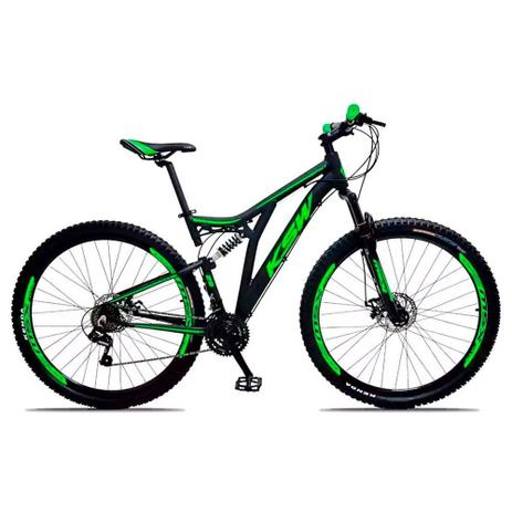 Bicicleta Full Impact Aro 29 Quadro 19 Suspensão 21v Freio a Disco Alumínio Preto Verde - KSW Menor preço em Bicicleta Full Impact Aro 29 Quadro 19 Suspensão 21v Freio a Disco Alumínio Preto Verde - KSW