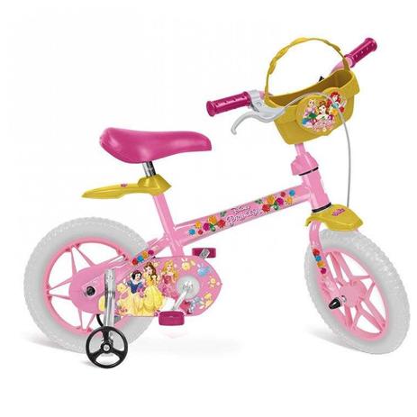 Bicicleta Infantil Aro 12 com Bolsa de Quadro Princesas Disney Brinquedos Bandeirantes Rosa Menor preço em Bicicleta Infantil Aro 12 com Bolsa de Quadro Princesas Disney Brinquedos Bandeirantes Rosa