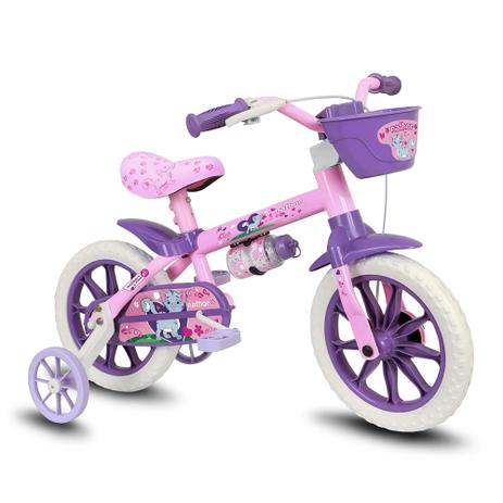 Bicicleta Infantil Aro 12 Com Rodinhas Menina Cat - Nathor Menor preço em Bicicleta Infantil Aro 12 Com Rodinhas Menina Cat - Nathor