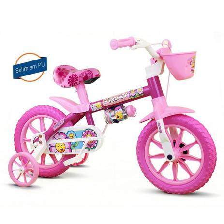 Bicicleta Infantil Aro 12 Flower Selim Em Pu - Nathor Menor preço em Bicicleta Infantil Aro 12 Flower Selim Em Pu - Nathor