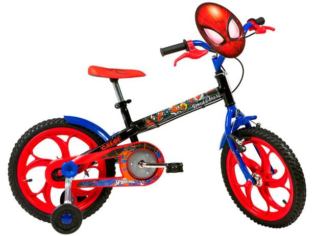 Bicicleta Infantil Aro 16 Caloi A20 Spider-Man - 1 Marcha Preto com Rodinhas Menor preço em Bicicleta Infantil Aro 16 Caloi A20 Spider-Man - 1 Marcha Preto com Rodinhas