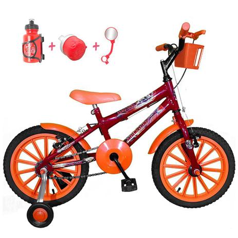Bicicleta Infantil Aro 16 Vermelho Kit Laranja C/ Acessórios - Flexbikes Menor preço em Bicicleta Infantil Aro 16 Vermelho Kit Laranja C/ Acessórios - Flexbikes