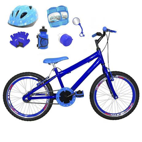 Bicicleta Infantil Aro 20 Azul Kit E Roda Aero Azul C/ Capacete e Kit Proteção - FlexBikes Menor preço em Bicicleta Infantil Aro 20 Azul Kit E Roda Aero Azul C/ Capacete e Kit Proteção - FlexBikes