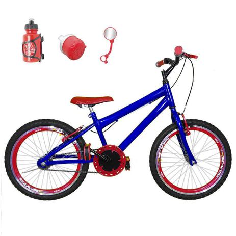 Menor preço em Bicicleta Infantil Aro 20 Azul Kit E Roda Aero Vermelha Com Acessórios - Flexbikes
