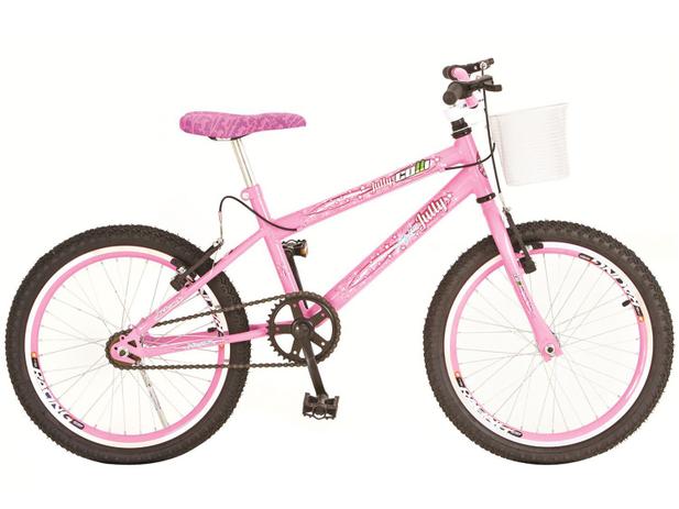 Bicicleta Infantil Aro 20 Colli Bike Jully Rosa - com Cesta Freio V-Brake